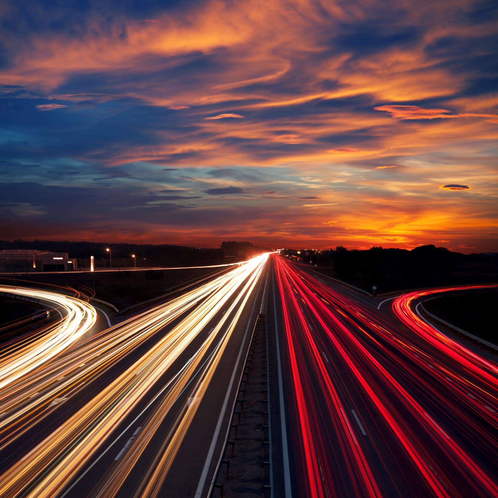 highway transportation_high speed _ sunset